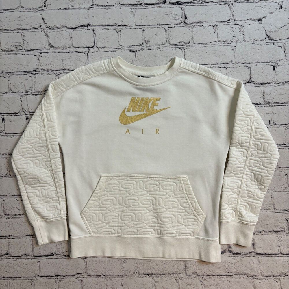 Nike Air Sweatshirt Women Large Gold Center Swoosh Sweater Workout……